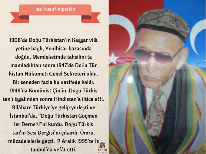 Doğu Türkistan'ın bağımsızlığı mücadelesine ömrünü adayan İsa Yusuf Alptekin'i vefatının 25. yılında rahmetle anıyoruz. #isayusufalptekin