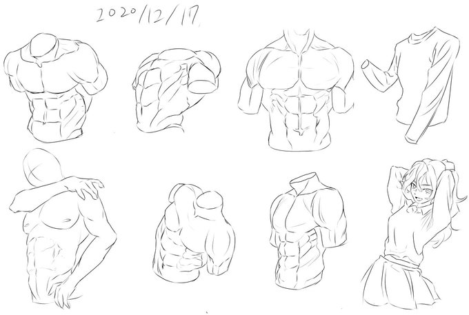 模写練 チャラ男描きたいから筋肉しっかり勉強していきたいよね🤤 