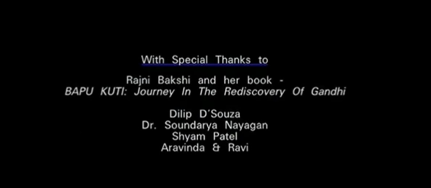 One of the inspirations for  @AshGowariker was the book Bapu Kuti - Journey in the rediscovery of Gandhi, written by Rajni Bakshi. We see acknowledgement at the start of the movie. In the scene where Gayatri Joshi buys books, we see the book shown prominently.