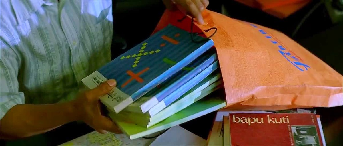 One of the inspirations for  @AshGowariker was the book Bapu Kuti - Journey in the rediscovery of Gandhi, written by Rajni Bakshi. We see acknowledgement at the start of the movie. In the scene where Gayatri Joshi buys books, we see the book shown prominently.