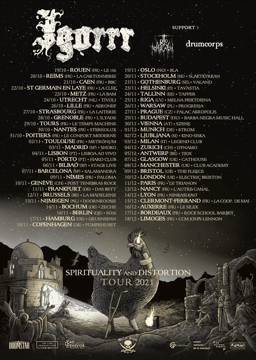 NEW TOUR CONFIRMED Oct / Nov / Dec 2021 !! This is a hell of a tour: 53 gigs almost in a raw. As you all expected, the January/February 2021 European tour has been once again postponed due to the sanitary restrictions. More info : Igorrr.com