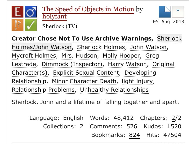  https://archiveofourown.org/works/913139&nbsp;I won’t even do this fic the injustice of summarising, just do yourself a favour and read it. #12DaysOfSherlock