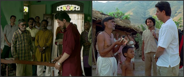 The key scene in the movie is the water scene. Before the scene, we see Mohan help Haridas, a debt-ridden farmer struggling to make ends meet. In Raees, the same actor who played Haridas is a mill-worker, who is also struggling to make ends meet.Discovered by  @sachdeva_pankaj