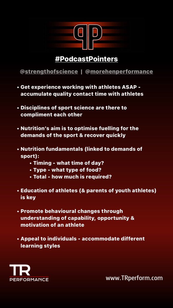 TRperform's tweet photo. 🎙 #PodcastPointers

@strengthofsci talks to @James_Morehen about nutrition for the S&amp;C coach and driving education to enhance performance https://t.co/lgy3zhRia1