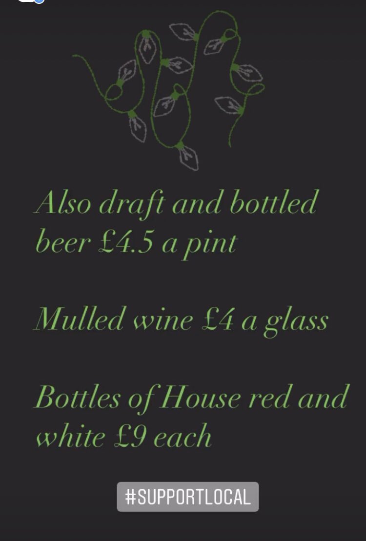 We are open today for takeaway tipples 3-8pm #se22 #christmastipples #thirstythursday