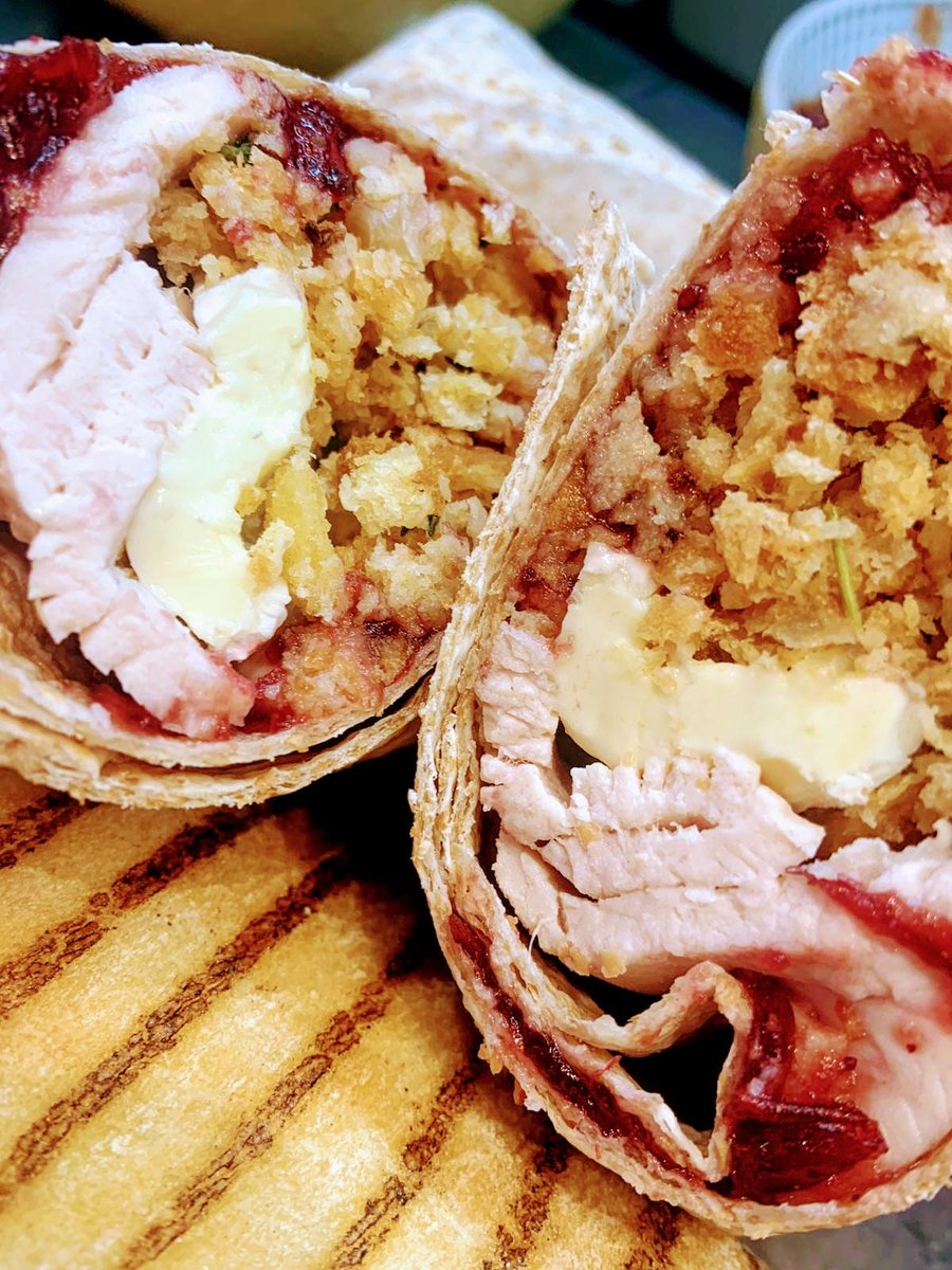 cappuccinosWex's tweet photo. Our Seasonal Festive Christmas wrap is back on. Toasted wrap filled with Turkey, Cranberry, Stuffing &amp; Brie Cheese!  Perfect for a Christmas shopping lunch break! 😎😷😎  #Wexford #Cafe https://t.co/uYEFxD4IVL