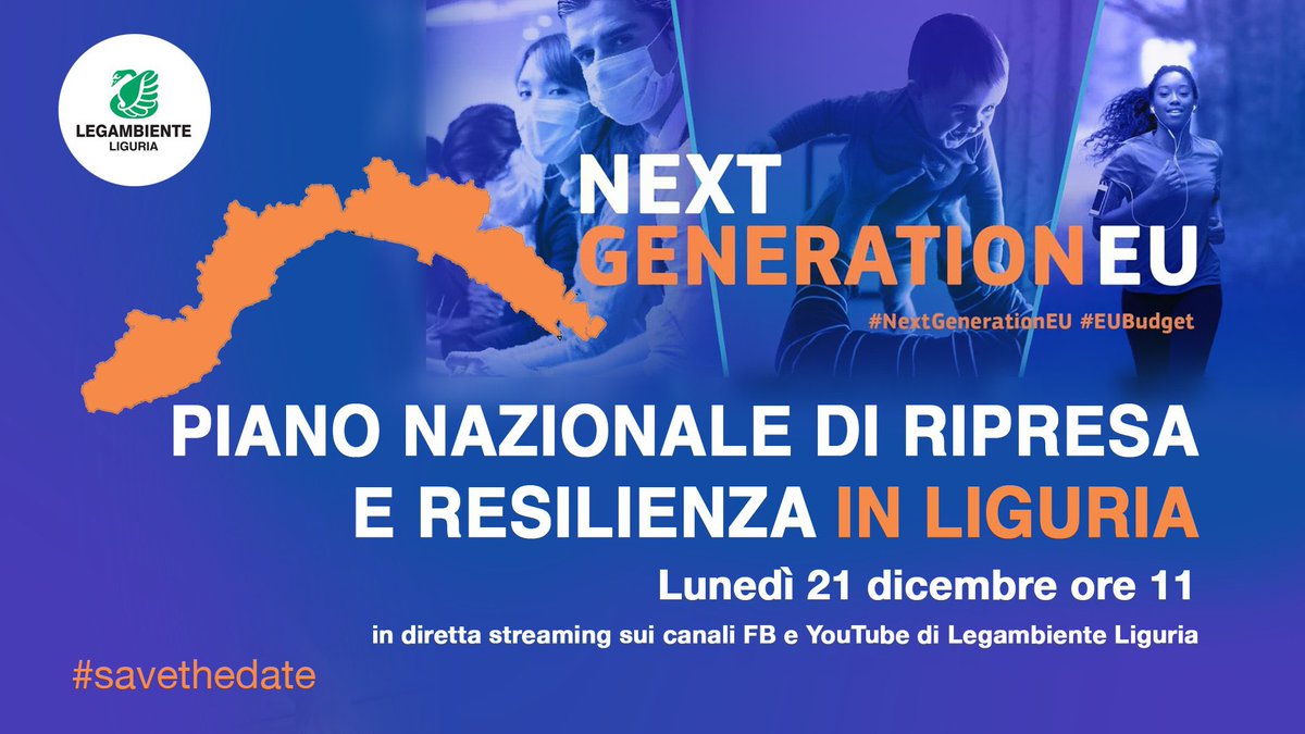 Quali prospettive di #sviluppo in Liguria dalle opportunità del #NextGenerationEU?
👉Lunedi 21 dicembre ore 11:00
sui canali social di #LegambienteLiguria 
 Con <a href="/StefanoCiafani/">Stefano Ciafani</a> <a href="/ADelBorghi/">Adriana Del Borghi</a> Federico Vesigna <a href="/Cgil_Liguria/">CGIL LIGURIA</a> <a href="/santogrammatico/">Santo Grammatico</a> Enzo Scalia e Irene Ghezzi <a href="/FffGenova/">FFF Genova</a>