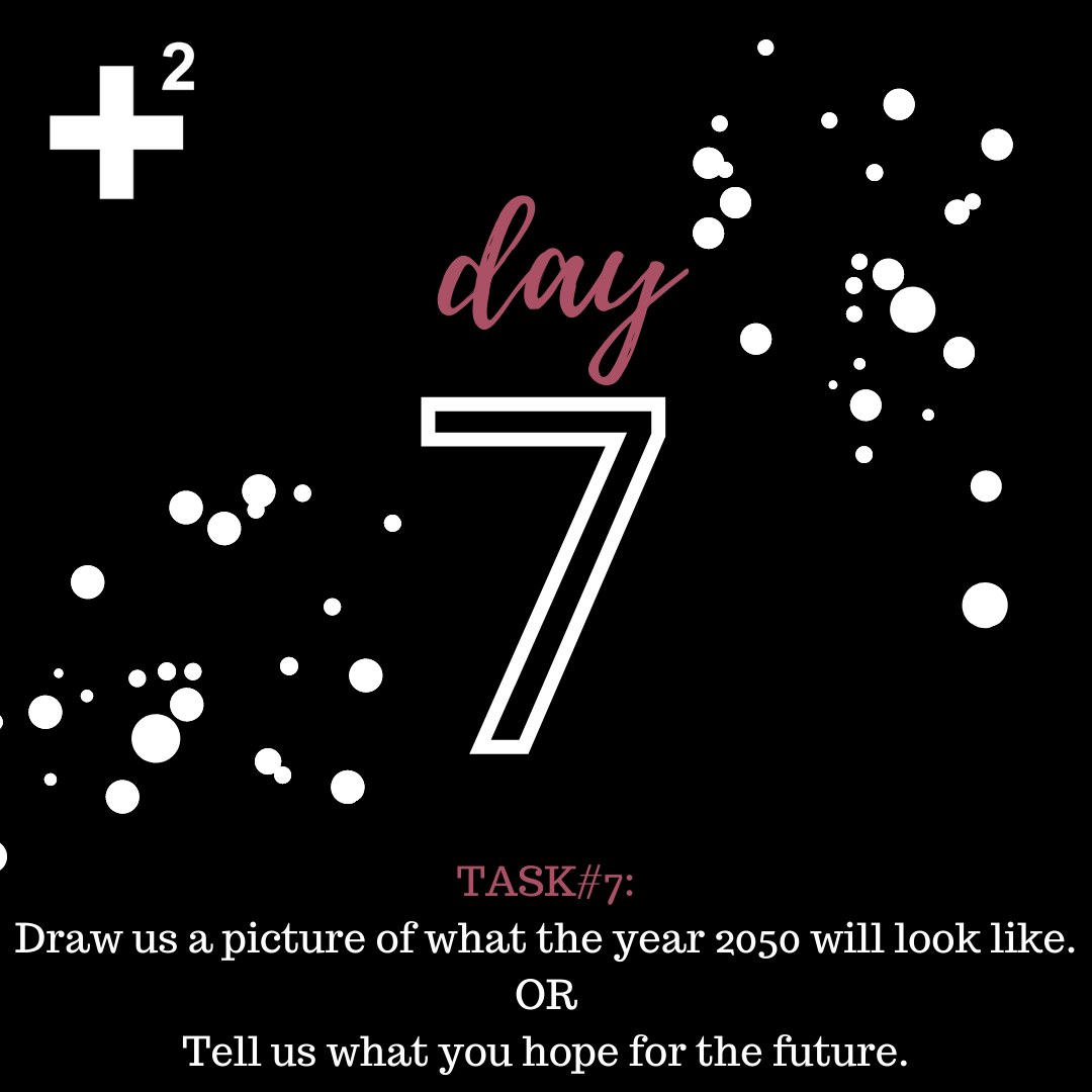 #Day7 of the #T2Giveaway... 

Challenge #7:
Draw us a picture of what the year 2050 will look like.
OR
Tell us what you hope for the future.

We're curious about what you think the future holds. No matter how logical, irrational, wacky or amazing your thoughts and visions are we
