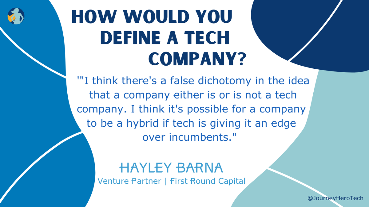 JourneyHeroTech's tweet photo. Tell us, how would you define a tech company? ๐ #hayleybarna #firstroundcapital #womenwhocode #womenintechnology https://t.co/bh70fh4CTg