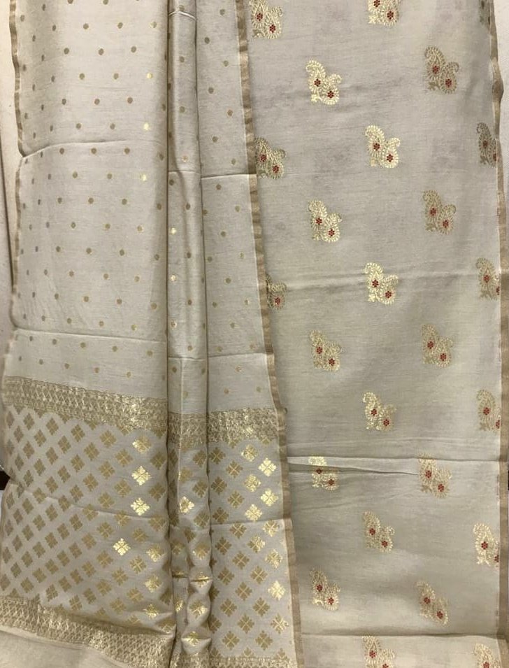 Pure Banarasi Moonga organza silk unstitched suit with beautiful zari –  fab-persona
