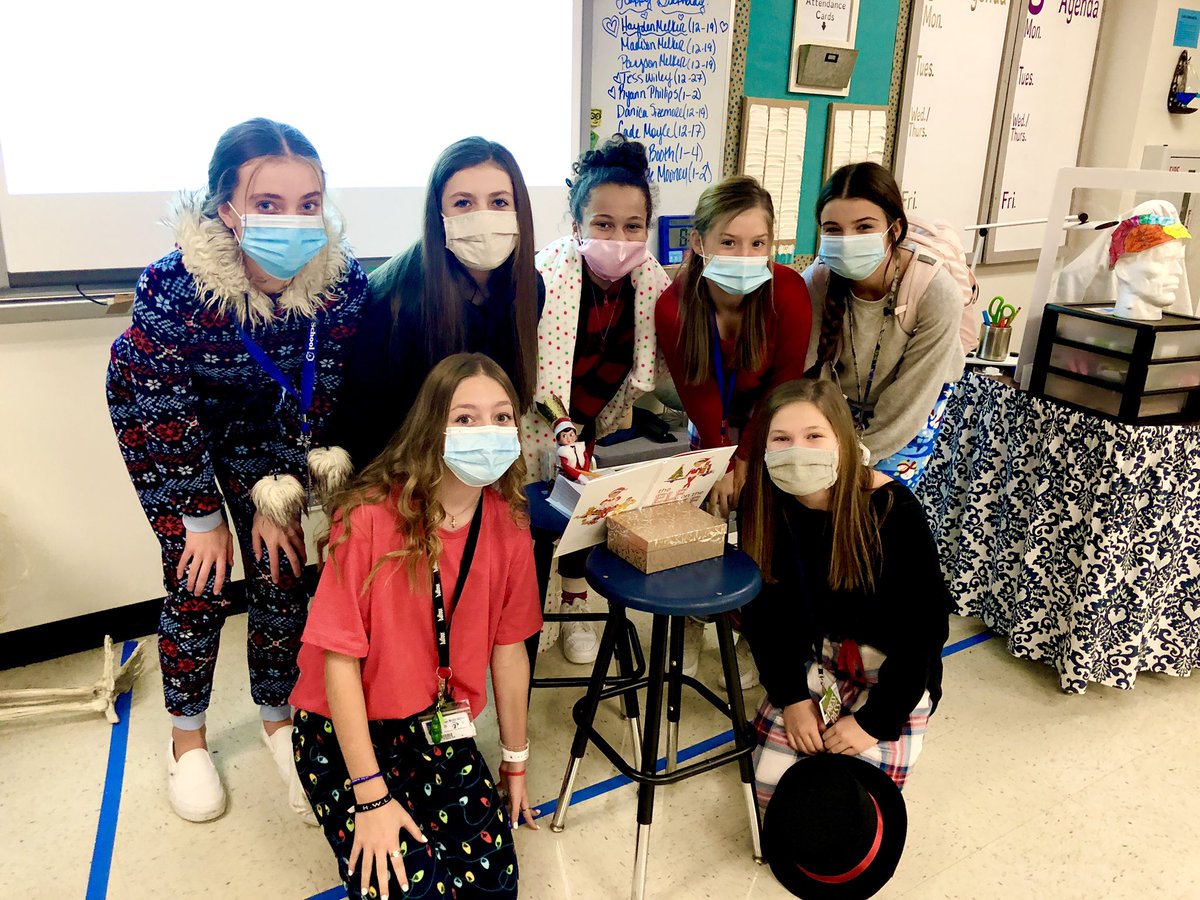 hillhollly's tweet photo. Today our class elf Aspen is reading to the class. I love Pajama spirit day! @Killian_MS #KMS_Science https://t.co/NxpKHbpxM7