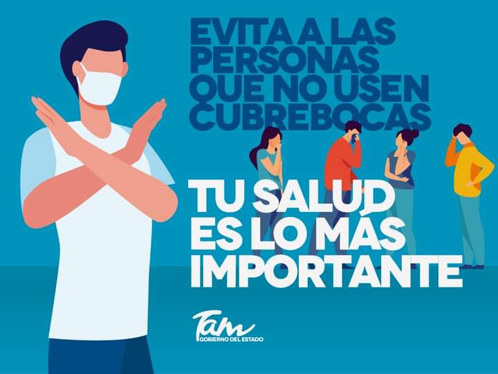 Tu #salud es lo más importante, evita a las personas que no usen #cubrebocas o lo usen incorrectamente. #CuídateTú #CuidaALosTuyos de un contagio por COVID-19. 

#NoEvadasLaRealidad #QuédateEnCasa #HazQueValgaLaPena #PorTuSaludViveMás #TiempoDeTodos #MeInformoYMeCuido