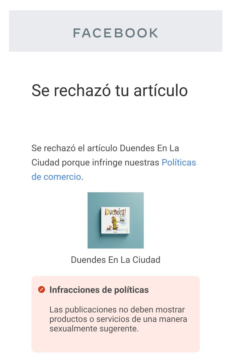 DylarEdiciones's tweet photo. Facebook nos censura un cuento infantil por contenido inapropiado🤷🏼♀️
𝐀𝐛𝐫𝐢𝐦𝐨𝐬 𝐡𝐢𝐥𝐨
#facebook #censura #politicas #cuentosinfantiles #dylarediciones #debate #editorialdylar #Burriana #cuentosparaniños https://t.co/r9DNXiOEgG