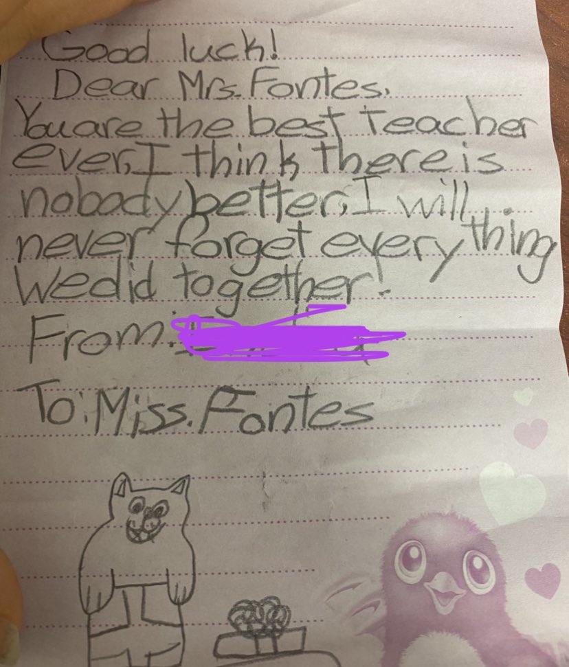 MsAlFontes's tweet photo. A poem my student wrote me on my last day 🥺
—
I’ve already cried twice and I haven’t even said goodbye yet https://t.co/IEYfxGhckl