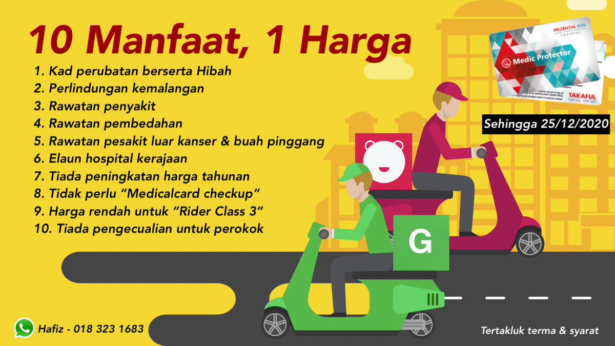 Dan last! Sesiapa yang masih belum mempunyai perlindungan Takaful, anda diminta utk lakukan SEGERA! Cadangan sebelum 25/12/2020 kerana “queue proposal” yang agak panjang. Dan juga utk mengelakkan perubahan harga atau proposal anda dibawa ke tahun hadapan. https://hi.jomwasap.my/PruHafiz&nbsp;