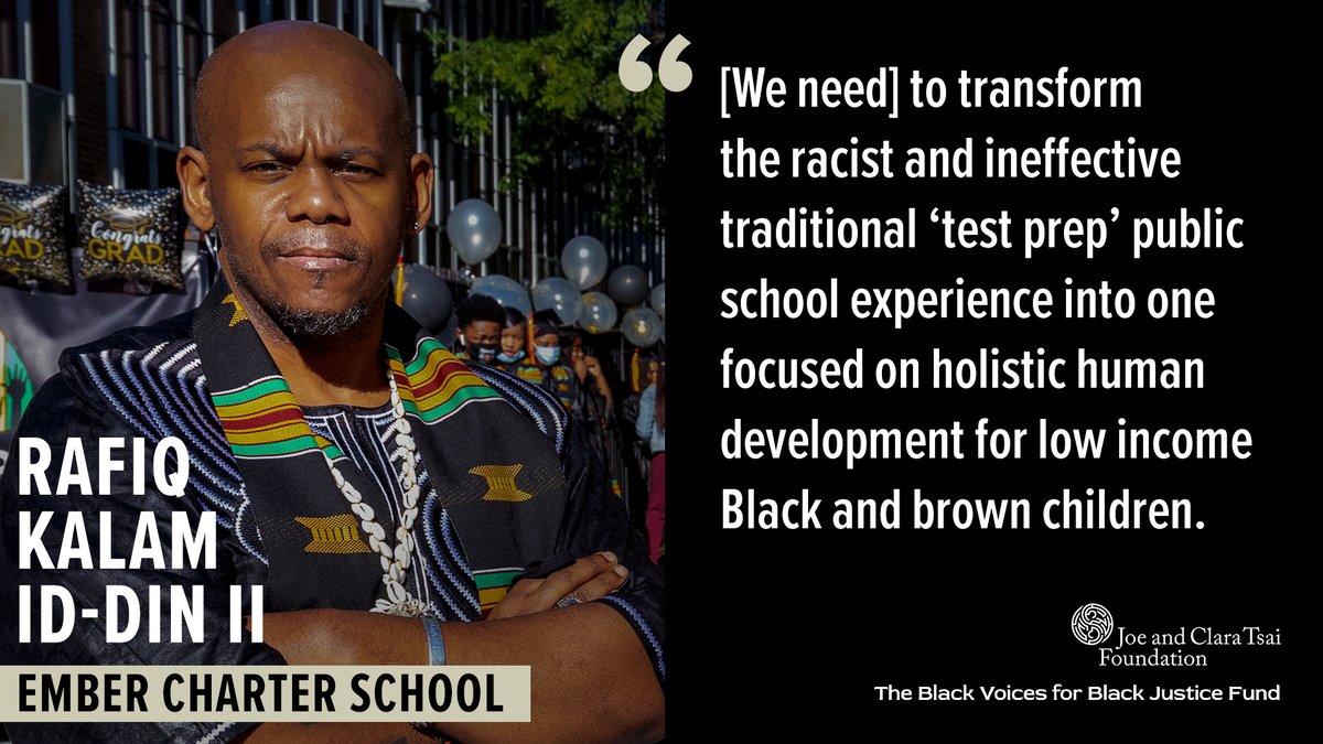 thejctf's tweet photo. As the founder of Ember Charter school in Brooklyn, @Rafiq610 has dedicated his career to disrupting systemic racism and the equity gap it created, and empowering his Black and brown students to become leaders. #BackBlackBK https://t.co/HhXQQzZAHe