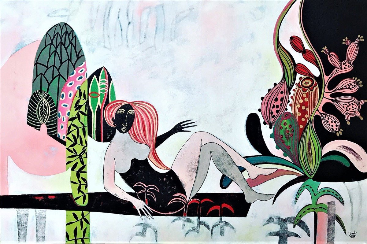 In a stylistic amalgam of Pop and folk, abstract and figurative, Diana Rosa takes inspirations from an alternative upbringing where she closely connected with the natural landscape around her. This is her.