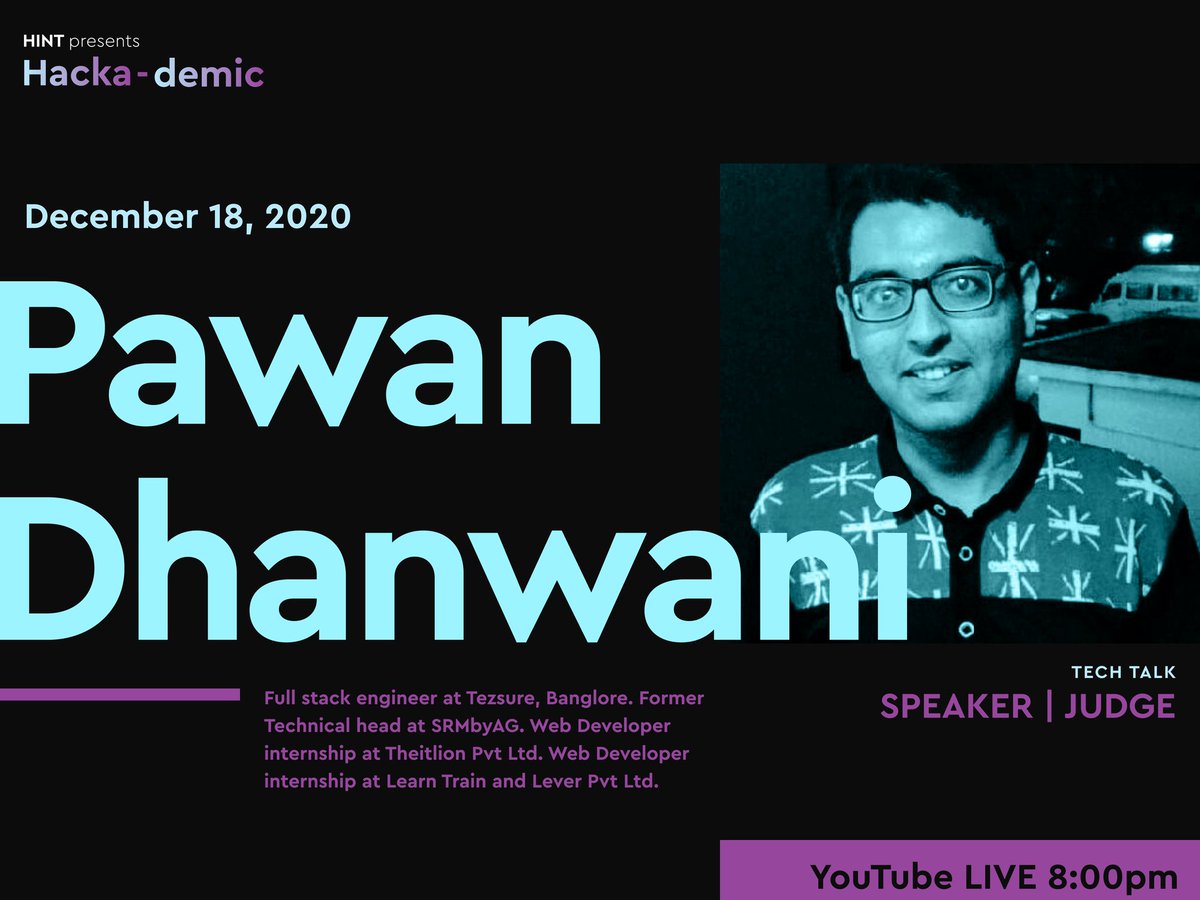 hintIIITA's tweet photo. Pawan Dhanwani [Workshop on Tezos @tezos]

We are delighted to introduce Mr. Pawan as a keynote speaker for the event.

Mr. Pawan is currently a full-stack engineer at Tezsure, Bangalore. He was formerly a technical head at SRMbyAG. (1/4) https://t.co/kmCG1Ev1aE