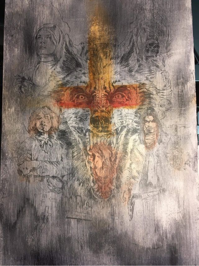 justintcoons's tweet photo. Splatter Western 8 is right around the corner. An epic 500 page Werewolf Western by @KoyoteKris. Here’s the beginning stages of the cover painting. #splatterwestern #horrorwestern #horrorpainting #westernpulp @deathsheadpress https://t.co/cmzEHTPRuy