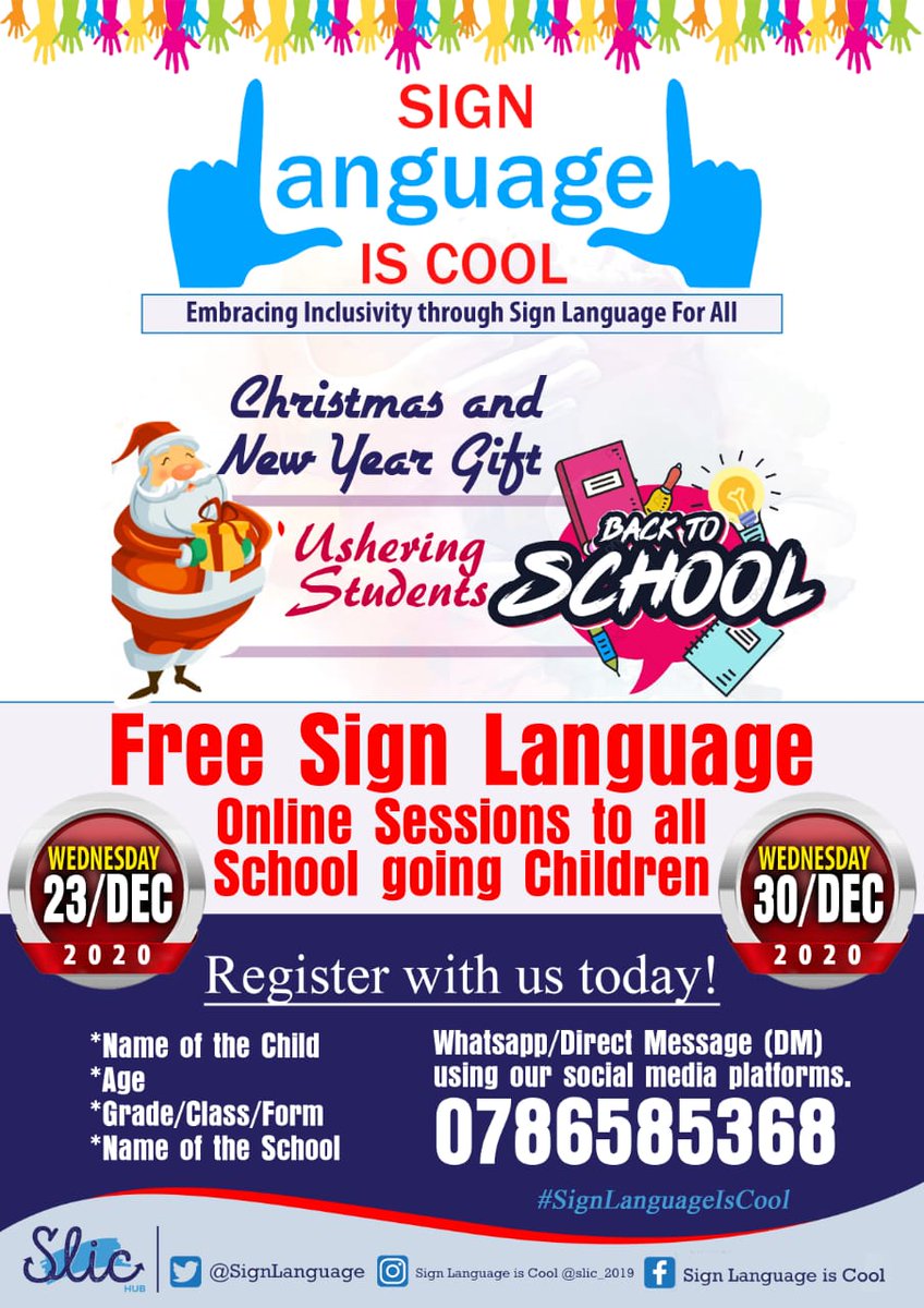 SlicHub's tweet photo. We are gifting children with a life-impacting gift that would last forever. Sign up your school-going children with us. #signlanguageiscool #MsambweniDecides #ChristmasJumperDay #ChristmasGift #newnormal #KTNMorningExpress #KSL #IStandWithSonko #sautisol https://t.co/8qpO17HpNV