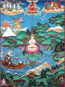 Much of his life is obscure and known to us through legends and myths which includes the story of his birth which is shown in his name Padmasambhava (Lotus Born). The story relates that he was born as a miracle on top of a lotus in a lake in Udyaana. The king adopted -