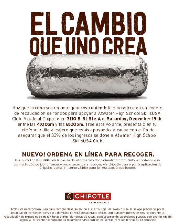 ¡Por favor, apoye a Atwater SkillsUSA!