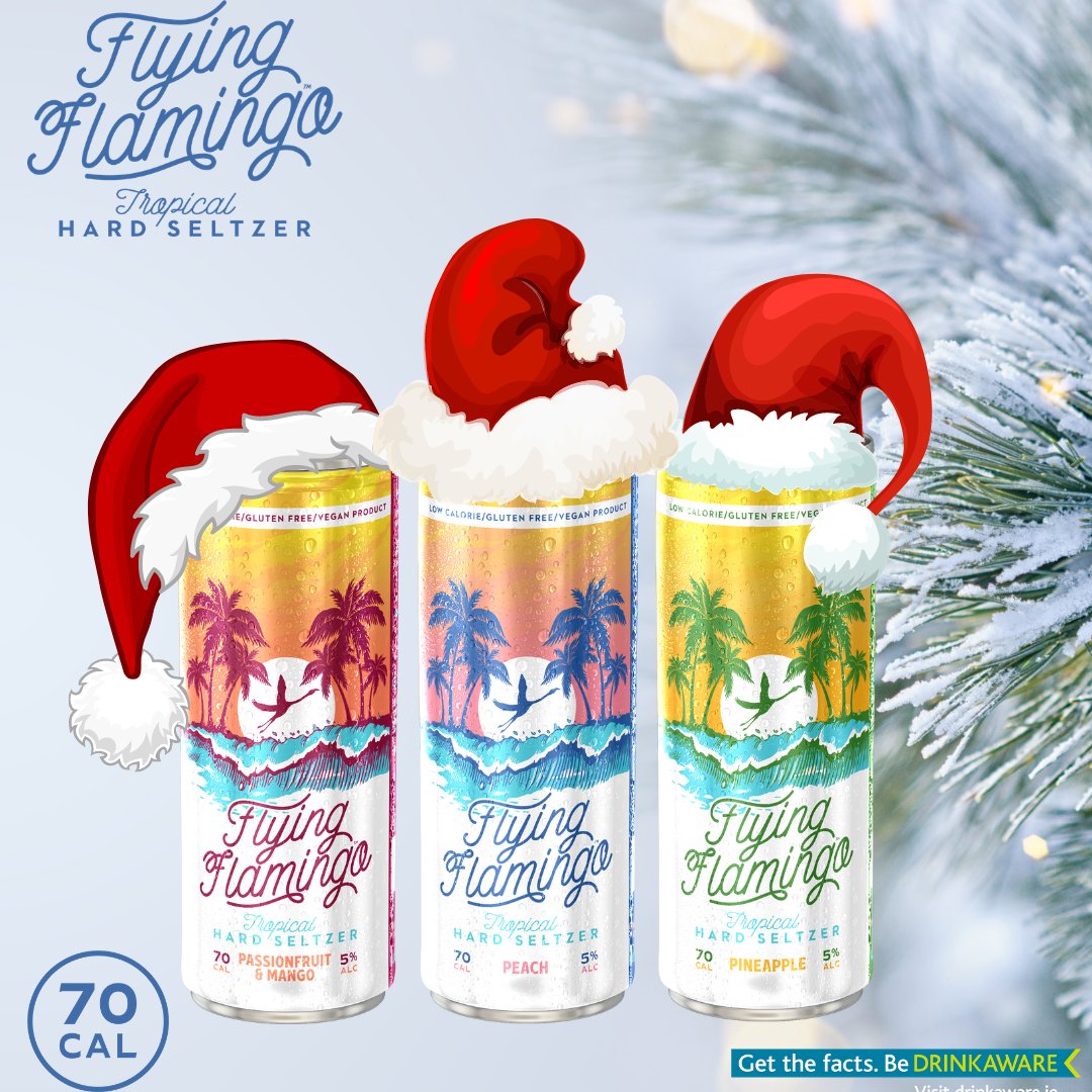 Our hard seltzers are low calorie and guilt free with only 70 calories per can. 
Make this Christmas a Flamingo one🦩 Purchase from <a href="/SupervaluIrl/">SuperValu Ireland</a> <a href="/centrairl/">Centra Ireland</a> <a href="/tescoirl/">Tesco Ireland</a> #drinkaware #flyingflamingo  #hardseltzers