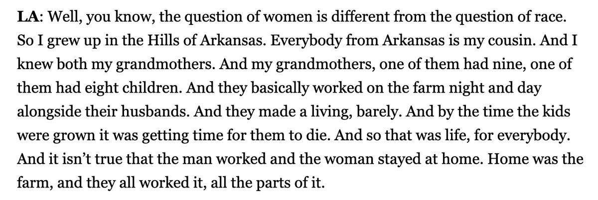This is actually an important point -- it's frankly the first decent historical point that Arnn has made in this entire interview, although he doesn't suss out the full implications of it:"Separate gender spheres" is not universally true across time and space.