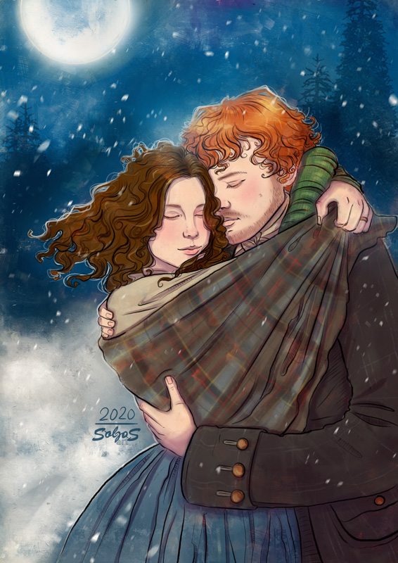 solgasart_OL's tweet photo. "Lord, ye gave me a rare woman, and God! I loved her well." 💙 
Special art, about big  love, with Christmas vibe, feeling of wind and snow and warm hugs. 

@Outlander_STARZ @SamHeughan @caitrionambalfe @Writer_DG 
#OutlanderFanArt #Outlander #JamieAndClaire #OutlanderFans https://t.co/eceYrxlv5r