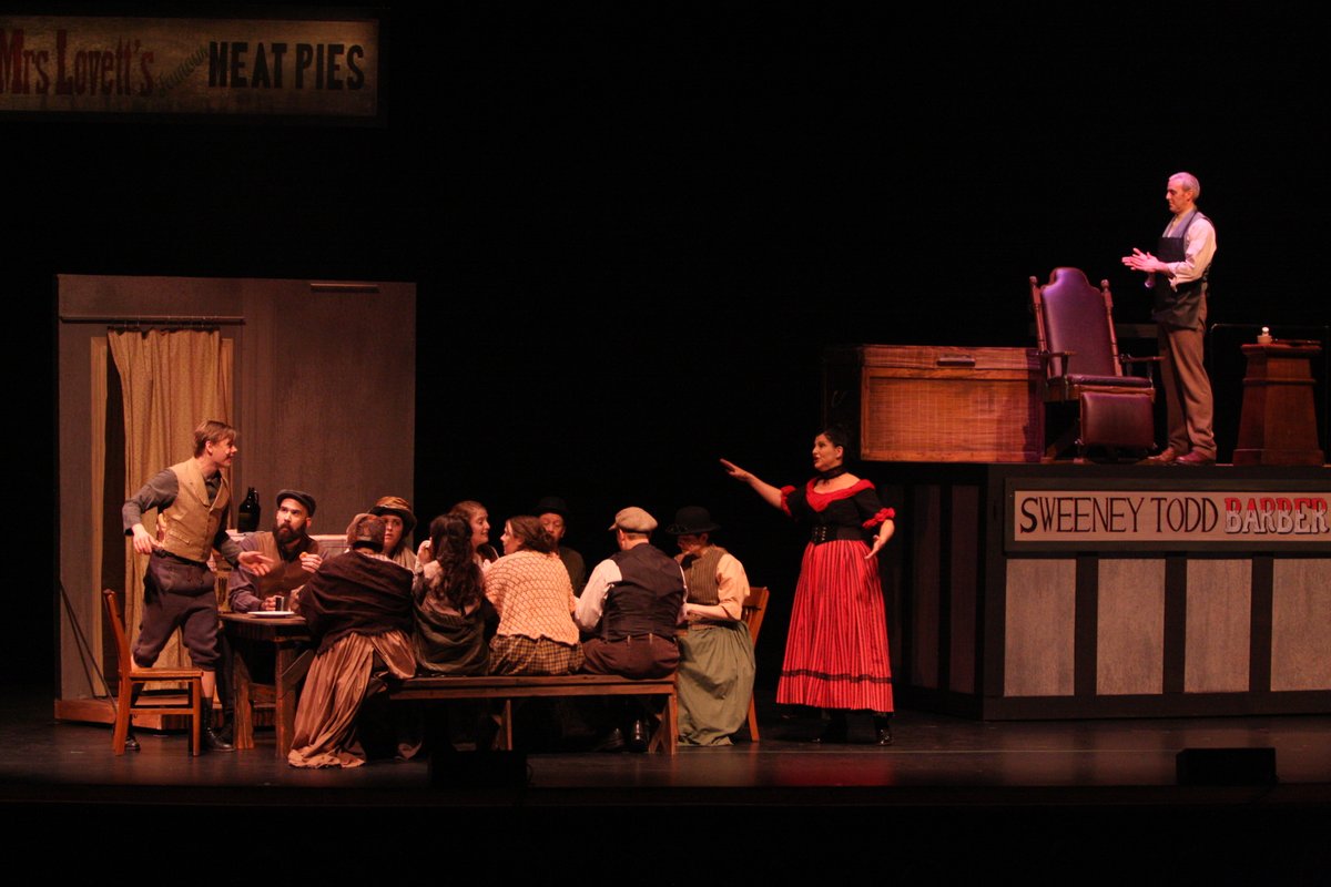 sjtheatre's tweet photo. As the holidays creep ever nearer, we're using Day 19 of #30DaysOfTheatre to suggest that you don't get your celebratory meat pies from Mrs. Lovett's pie shop. (She claims the meat is all locally sourced, but we think she's hiding something...) 🤔 https://t.co/riiWYLTerQ