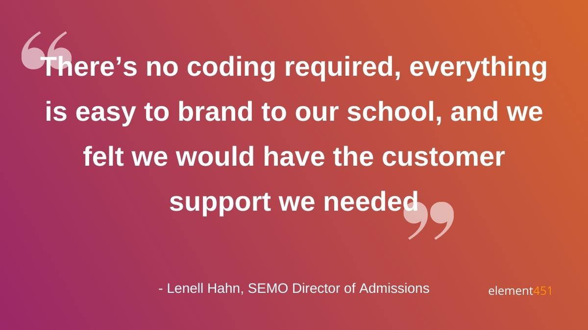 Element451crm's tweet photo. Here at Element451, we want our partners to be able to communicate effectively and easily with their students, all while supporting them in the process.
#CRM #highered #admissions #saasbusiness #edtech #element451 #highereducation #education #marketing
@SEMissouriState https://t.co/IHu48lG3Ae