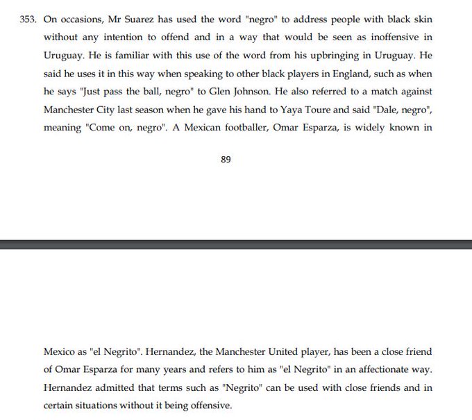 Multiple senior and respected journalists have gone on record to state that Cavani's language is the same as the words of Suarez towards Evra, in 2012. This is demonstrably untrue. "Negrito" and "negro" are not the same word - they don't have the same meaning. Context is crucial.