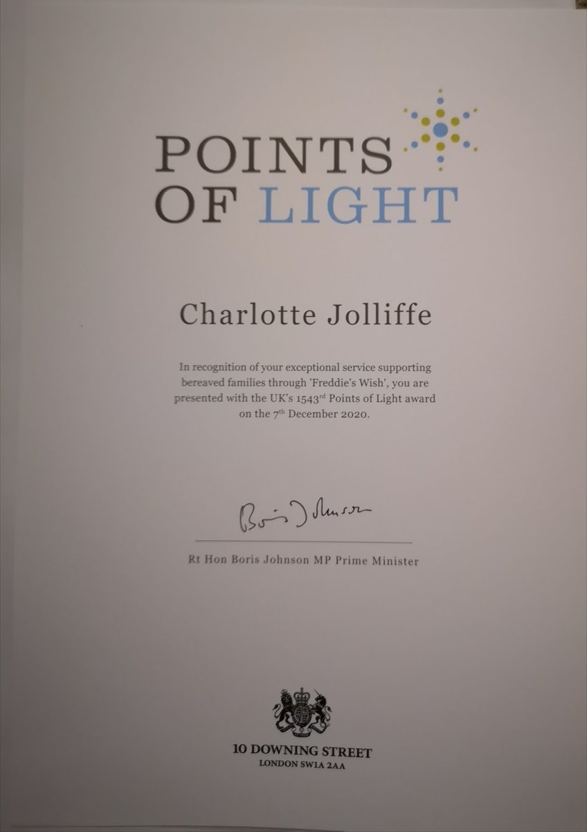 Freddies_wish's tweet photo. So thrilled to have just received my @PointsofLight certificate and letter, I feel very overwhelmed and grateful.

Freddie's Wish wouldn't be what it is without all your support, so thank you so much 💙 https://t.co/KSxvsCj51e