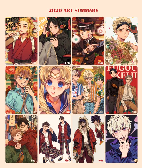 2020 Art Summary? Used a lot of red this year huh❤️ Not as productive as I would've liked but at least there's been some progress! ? 
