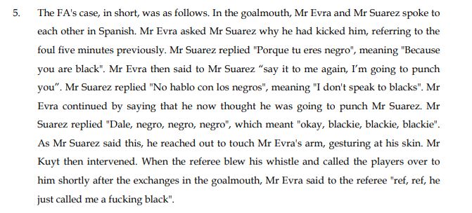 Multiple senior and respected journalists have gone on record to state that Cavani's language is the same as the words of Suarez towards Evra, in 2012. This is demonstrably untrue. "Negrito" and "negro" are not the same word - they don't have the same meaning. Context is crucial.