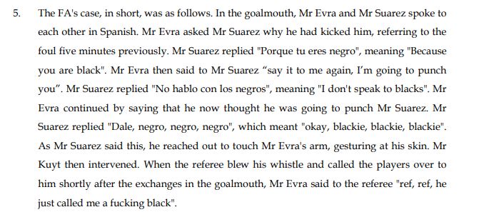Multiple senior and respected journalists have gone on record to state that Cavani's language is the same as the words of Suarez towards Evra, in 2012. This is demonstrably untrue. "Negrito" and "negro" are not the same word - they don't have the same meaning. Context is crucial.