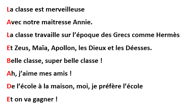 Bonjour l'équipe 5 ! Voici notre acrostiche coup de cœur. #Twoulipo #EQ05