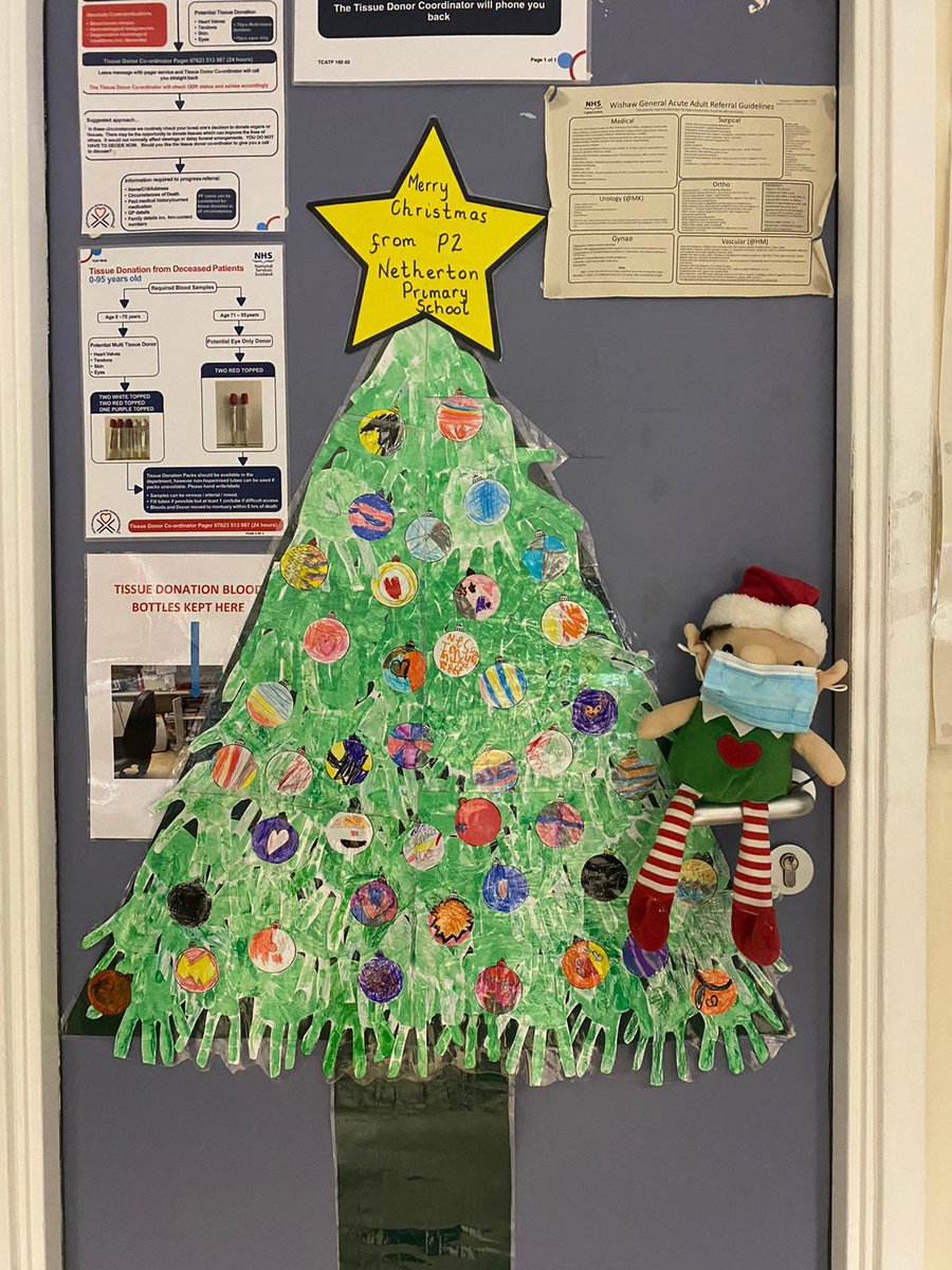P2 <a href="/NethertonPS/">Netherton Primary</a> have made this brilliant #covidproof Christmas tree to bring every in ED some Christmas cheer! You’re all on the nice list! #thankyou
