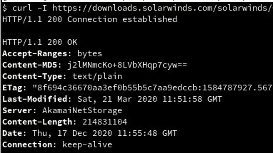 h3x2b's tweet photo. @solarwinds another #sunburst backdoored download still in @Akamai chache:
hxxps://downloads.solarwinds.com/solarwinds/CatalogResources/Core/2019.4/2019.4.5220.20569/SolarWinds-Core-v2019.4.5220-Hotfix5.msp
(md5 8f694c36670aa3ef0b55b5c7aa9edccb) https://t.co/3BQHyxpUZZ