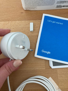 CarolineSIBlake's tweet photo. @googlenesthelp Plug arrived like this in September. Multiple echats and calls done but still no replacement sent. Can you help? Device completely unuseable! https://t.co/oX1uDQO0Ti