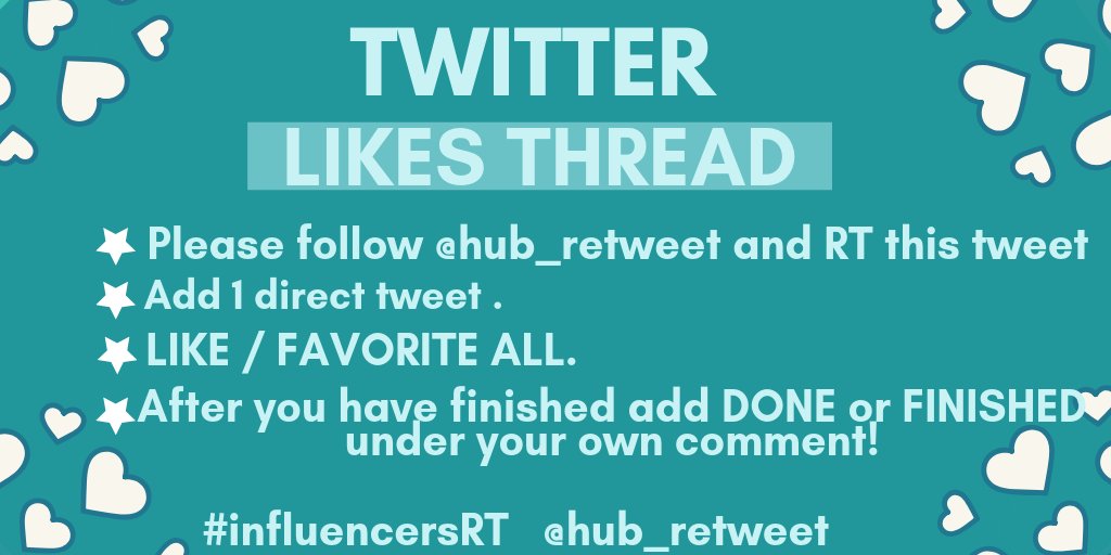 Influencers Retweet Hub (@hub_retweet) on Twitter photo 💫Twitter #LIKES Thread 💫
💎FOLLOW <a href="/hub_retweet/">Influencers Retweet Hub</a>, <a href="/WoodArtsUniv/">WoodArtsUniverse</a> <a href="/PromotionalU/">Promotional Products Universe</a>
💎RETWEET this so other #bloggers can engage with us
💎ADD your direct Tweet
💎LIKE/FAVORITE ALL
💙We will be checking this thread after closing💙
#bloggertrain #bloggerswanted 💫Twitter #LIKES Thread 💫
💎FOLLOW <a href="/hub_retweet/">Influencers Retweet Hub</a>, <a href="/WoodArtsUniv/">WoodArtsUniverse</a> <a href="/PromotionalU/">Promotional Products Universe</a>
💎RETWEET this so other #bloggers can engage with us
💎ADD your direct Tweet
💎LIKE/FAVORITE ALL
💙We will be checking this thread after closing💙
#bloggertrain #bloggerswanted