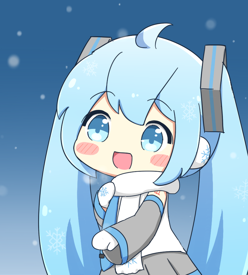 初音ミク ,雪ミク 「雪を喜ぶ雪ミクさん✨ 」|ねこみんのイラスト