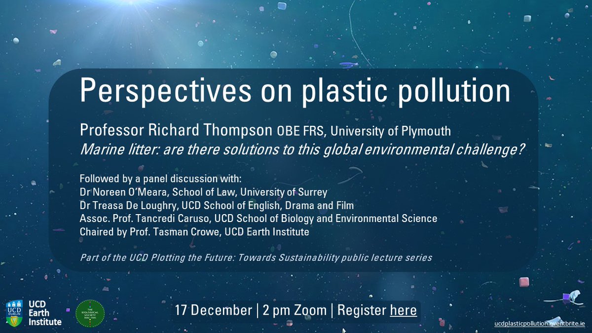 UCDEarth's tweet photo. Join us today from 2pm! We're talking about #plastic #pollution, #marinelitter and #microplastics - are there solutions to this global environmental challenge?
https://t.co/1RyAmmURBF
Part of the #UCD #PlottingtheFuture public lecture series https://t.co/sYjA7gXwmi