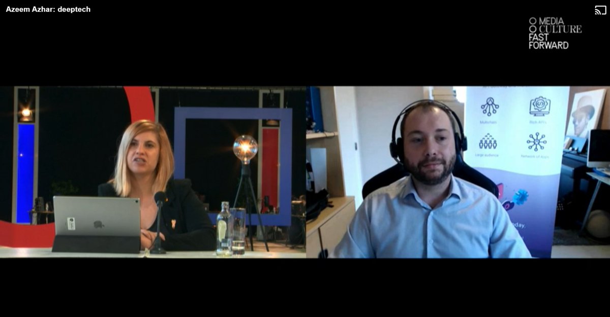 Our startup <a href="/NetworkArkane/">Venly</a> participated in the @mediacultffwd event, where they joined <a href="/azeem/">Azeem Azhar</a> for a discussion about deeptech during the promised land session 💻 Congratulations to Tim Dierckxsens, who represented Arkane so well 👏