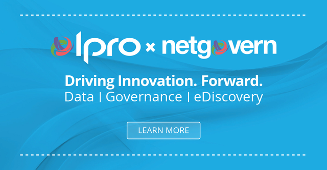 net_govern's tweet photo. By #eDiscovery leader @IproTech acquiring NetGovern, Ipro can now provide the most innovative workflow in the legal industry, extending across the entire #EDRM. To stay informed follow Ipro today: https://t.co/1rtsrxsA1A  

#ediscovery #legaltechnology https://t.co/6LE58aW3VR