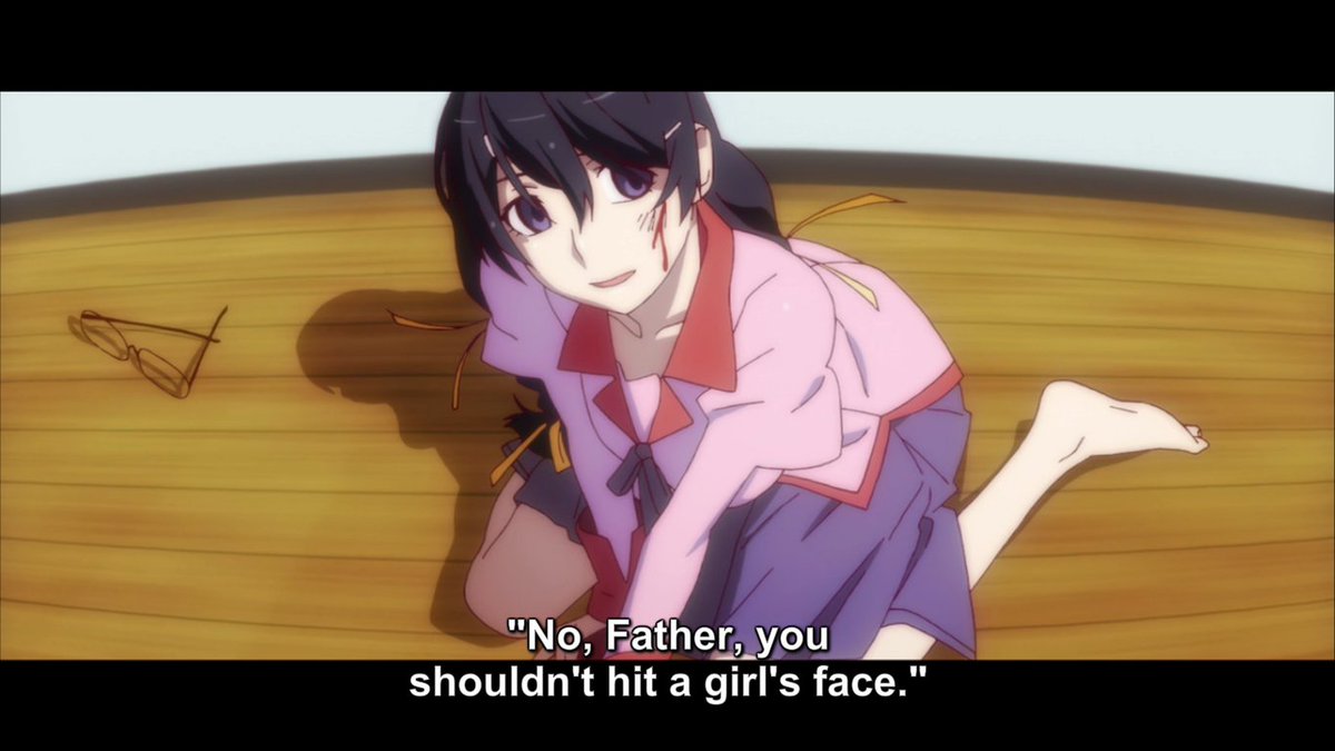 A situation where she should display outrage, distress and shock.....all she responds is with a moral correction. This scene is the most heartbreaking and horrifying scene in monogatari for me, purely because it depicts hanekawa's problem in such a way that it had me outraged at-