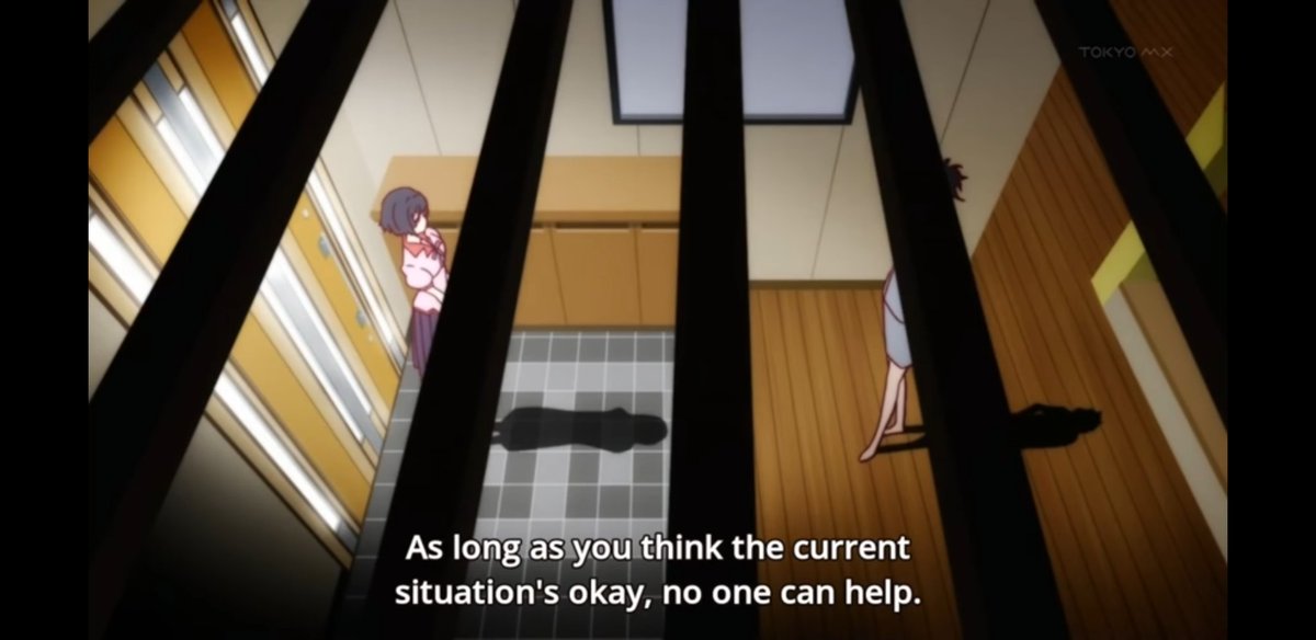 In hitagi's home, hanekawa finds something that one might call a home, a place she is welcome, a family. This is further illustrated at her stay in the araragi residence. Finally the iconic mono theme comes into play, a person must help themselves, as said by araragi's mom.