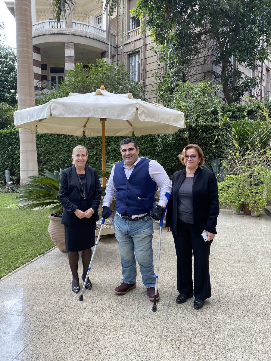 NorwayinEgypt's tweet photo. The ambassador met with UNDP regional goodwill ambassador @mikaelhaddad and @UNDPEgypt res rep @rabulhosn today - inspiring to hear about #EgyptWalkforInclusion and the use of technology to #LeaveNoOneBehind. Important initiative leading up to #GlobalDisabilitySummit2022 in 🇳🇴! https://t.co/d61nBFfxtJ