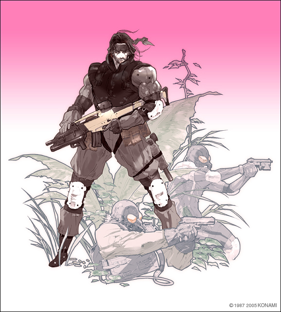 兵隊 メタルギアアシッドの各キャラクターの公式イラスト 背景にはmgsシリーズのイラストも描き込まれていたんですね スネークだったらマスクを被ったmgs2の雷電 Mgs3のネイキッド テリコはp90を持ったソリダスの蛇手付パワードスーツ T Co