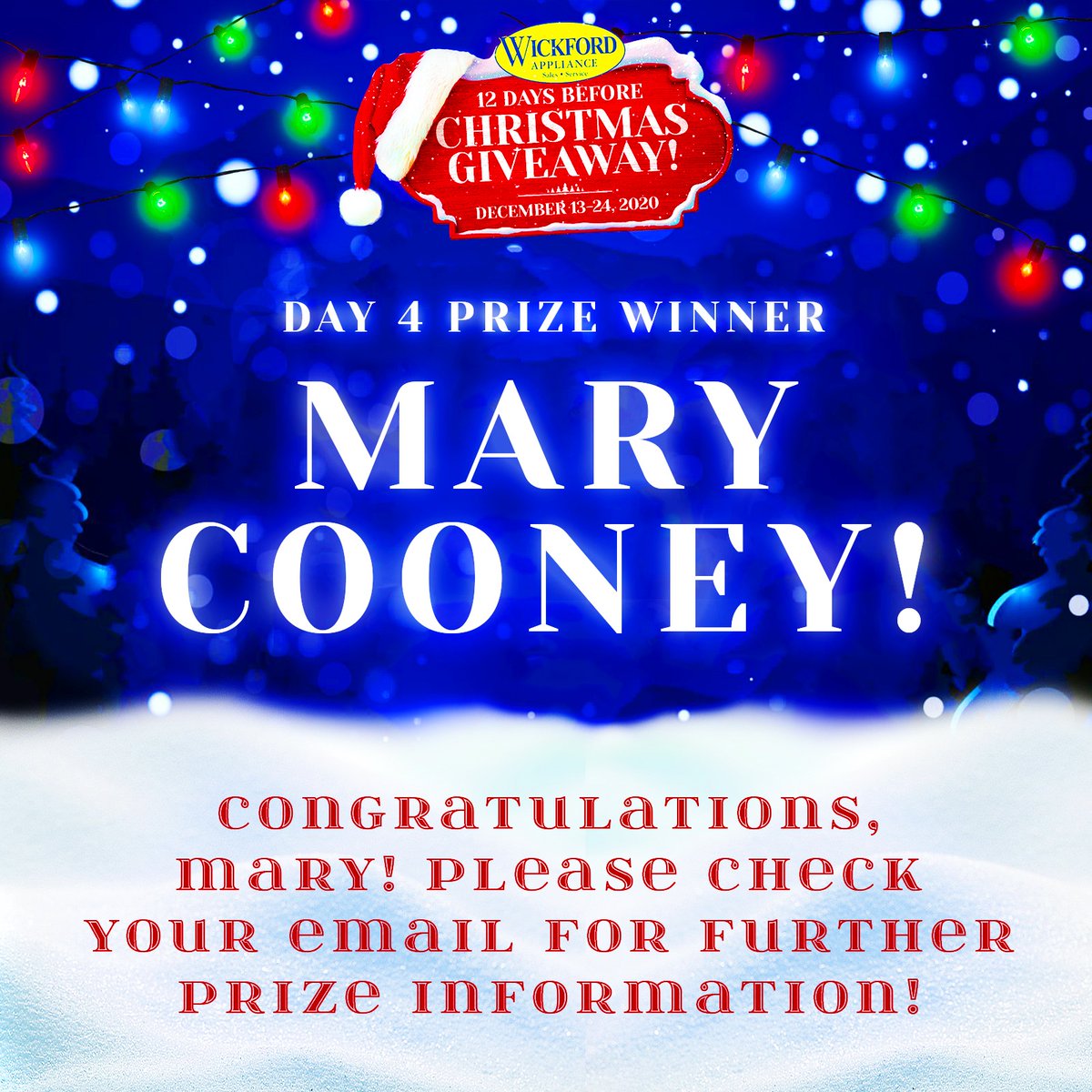 Congratulations, Mary Cooney of North Kingstown! — YOU are the Day 4 WINNER of our "12 Days Before Christmas" Giveaway and just WON a Fisher &amp; Paykel 24" Integrated Dishwasher! 🎁Please check your email for further information regarding how to claim your prize!